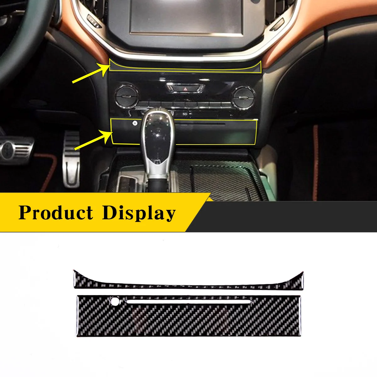 For Maserati Ghibli III (M157) 2014-2015 Soft Carbon Fiber Car Central Control CD Panel Cover Decoration Sticker Accessories LHD