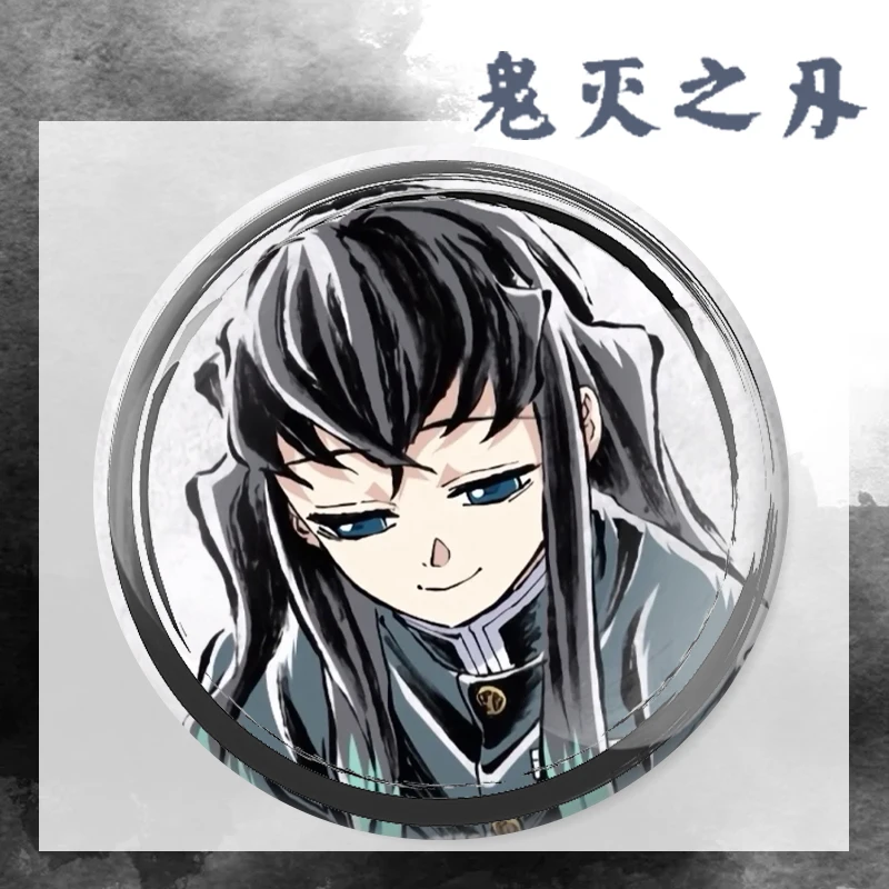 58mm 애니메이션 귀멸의 칼날 ‌   하시비라 이노스케 우바야시키 카가야 코스프레 의상 배지 핀 SPTE 틴플레이트 브로치 ﻿