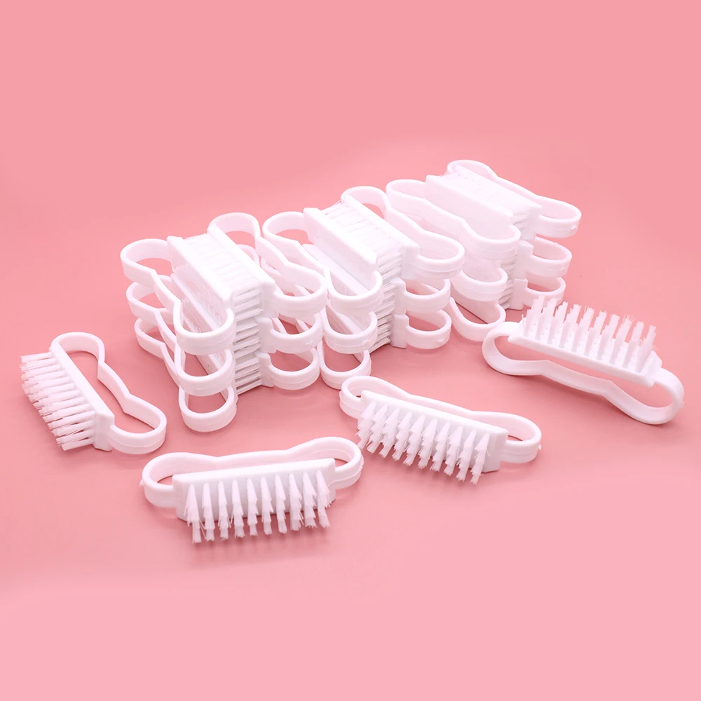 100Pcs/Box Plastic Manicure Brushes Nail Cleaning Brush Lot White Butterfly Handle Nail Dustbrushes Clean Womens Sweater Jacket