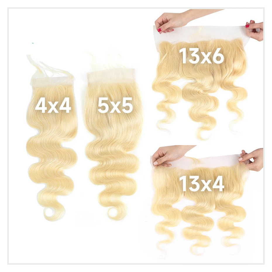 613 Blonde Body Wave 13x6 13x4 HD Lace Frontal PrePlucked Brazilian Remy Human Hair 5x5 HD Lace Closure 180% Density Closure 4x4