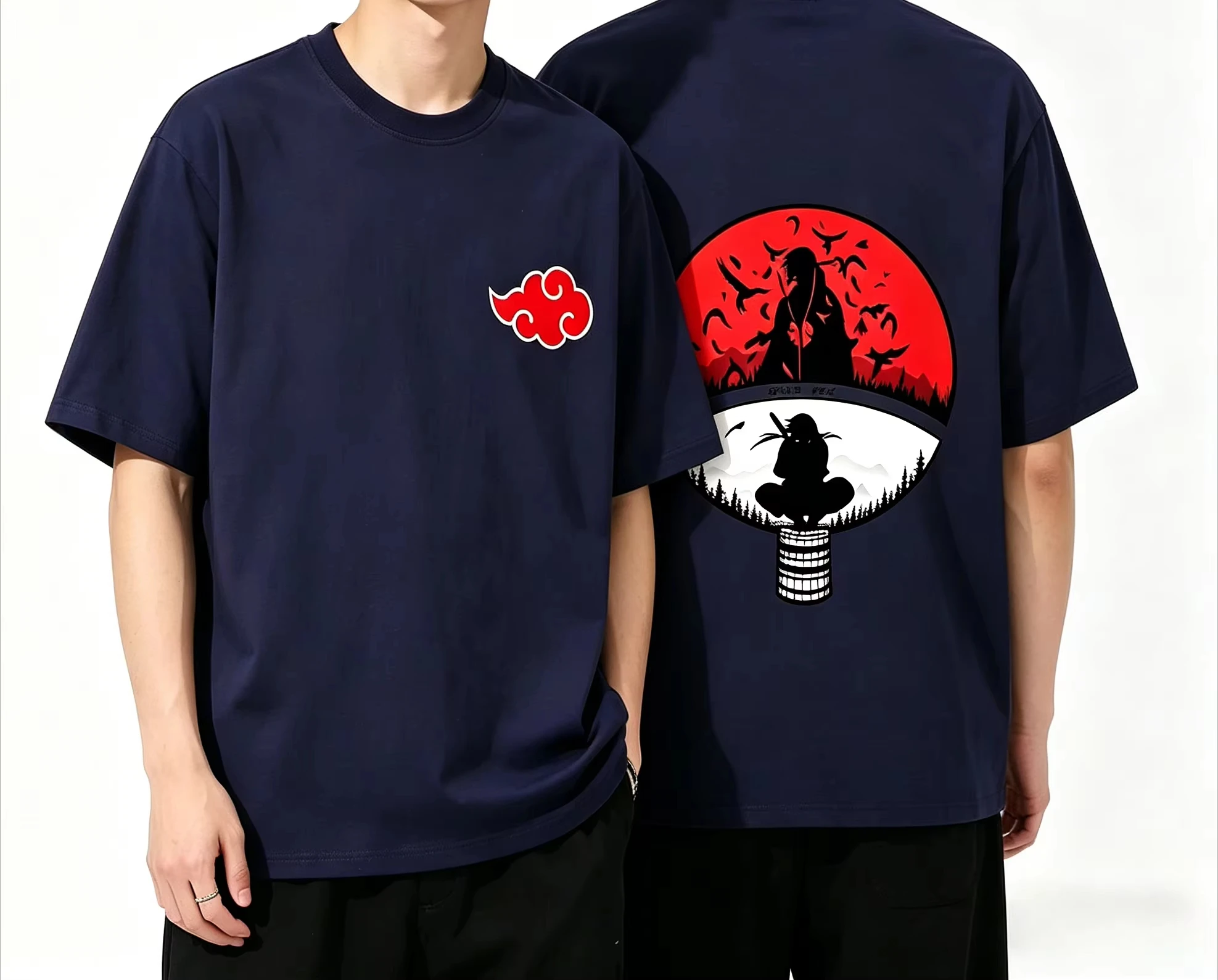 New Summer Japanese Naruto Printed T-shirt Uchiha Itachi Cartoon Anime Naruto Printed Summer Men Women and Kids Top