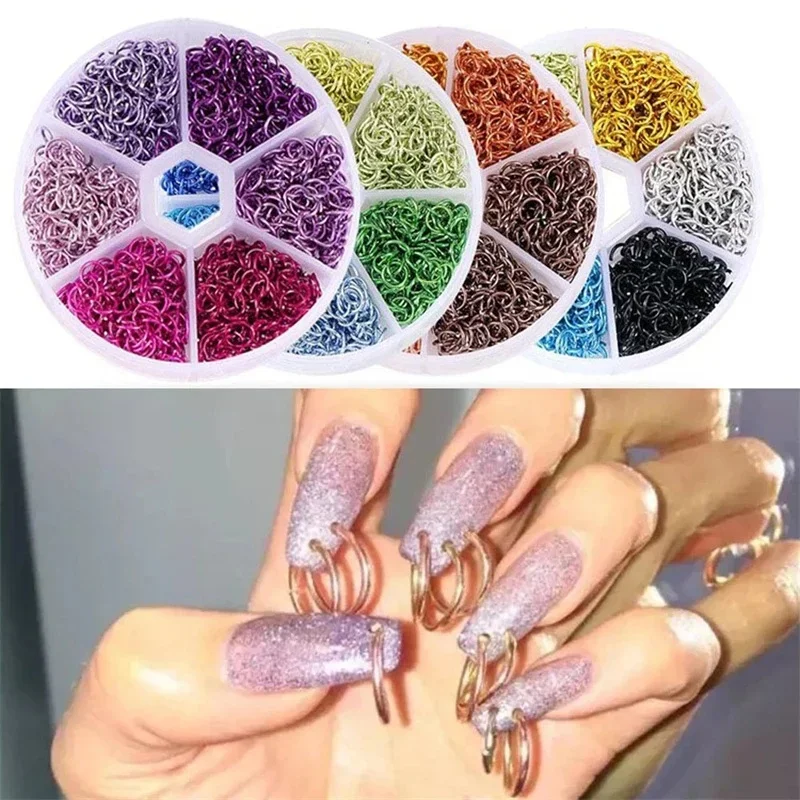 1080Pcs/Box Pierced 5-6mm Loops Metal Tools Piercing Jewelry Connect Hoop Decoration Nail Art Alloy Ring with  Tool