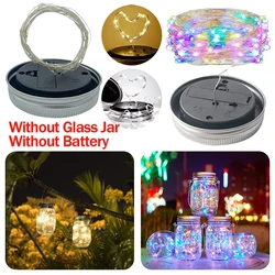 20/10 LED Solar Mason Jar Lights Outdoor Waterproof Hanging Mason Jar Lid Lamps for Garden Patio Porch Decor Without Battery 