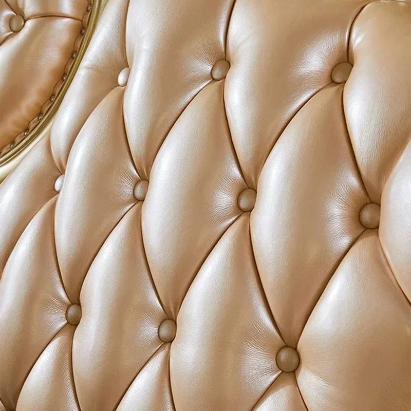 إطار سرير مزدوج مرتفع مقاس كوين تصميم مريح ذهبي فاخر لأثاث غرفة المعيشة