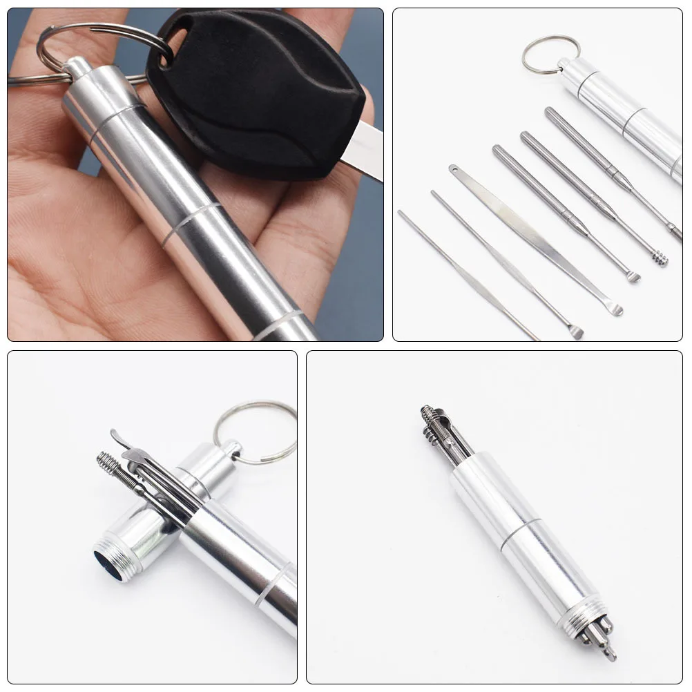 

1Set Ear Spoon Set Stainless Steel Portable Spiral Earwax Removable Tool for Adult Safe Easy Control Professional Home Travel
