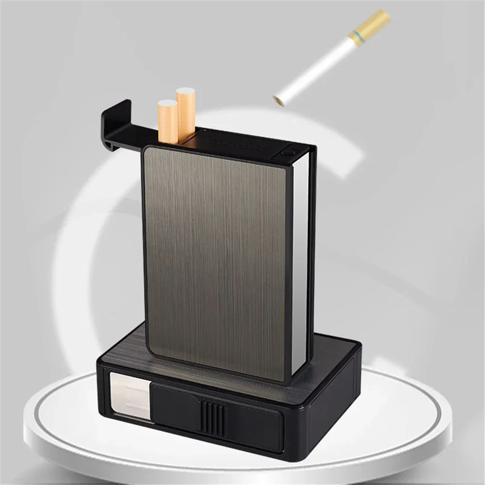 Portable Automatic Cigarette Case Waterproof Metal Cigarette Box 20pcs Capacity Cigarette Holder Case Not Lighter Gadget For Men