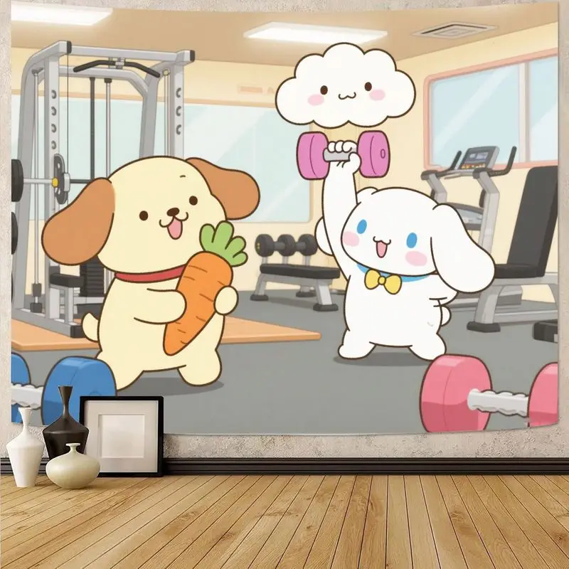 

1 шт. Sanrio Pompompurin Cinnamoroll гобелен для тренировок в тренажерном зале Kawaii полиэстер настенное искусство спальня декор для гостиной подарок для фанатов