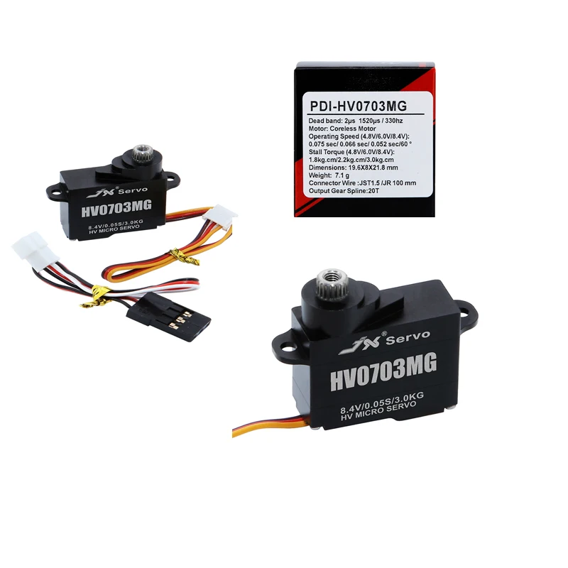 JX PDI-HV0703MG 8.4V haute tension Ultra léger 7.1g 3.0kg.cm couple moteur sans noyau servo numérique pour avion Robot