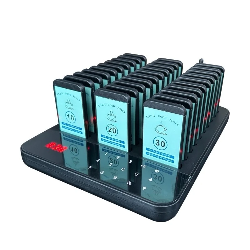 Wireless Table 30 Pager Restaurant Customer Call Buzzer Order Queue Number Smart Food Pickup Service Device