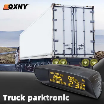 Truck Parktronic Parking Sensor 4 Kit Reverse Backup Radar LCD Display for Van Rv Truck Trailer Detector Sound Beep Alarm Bus