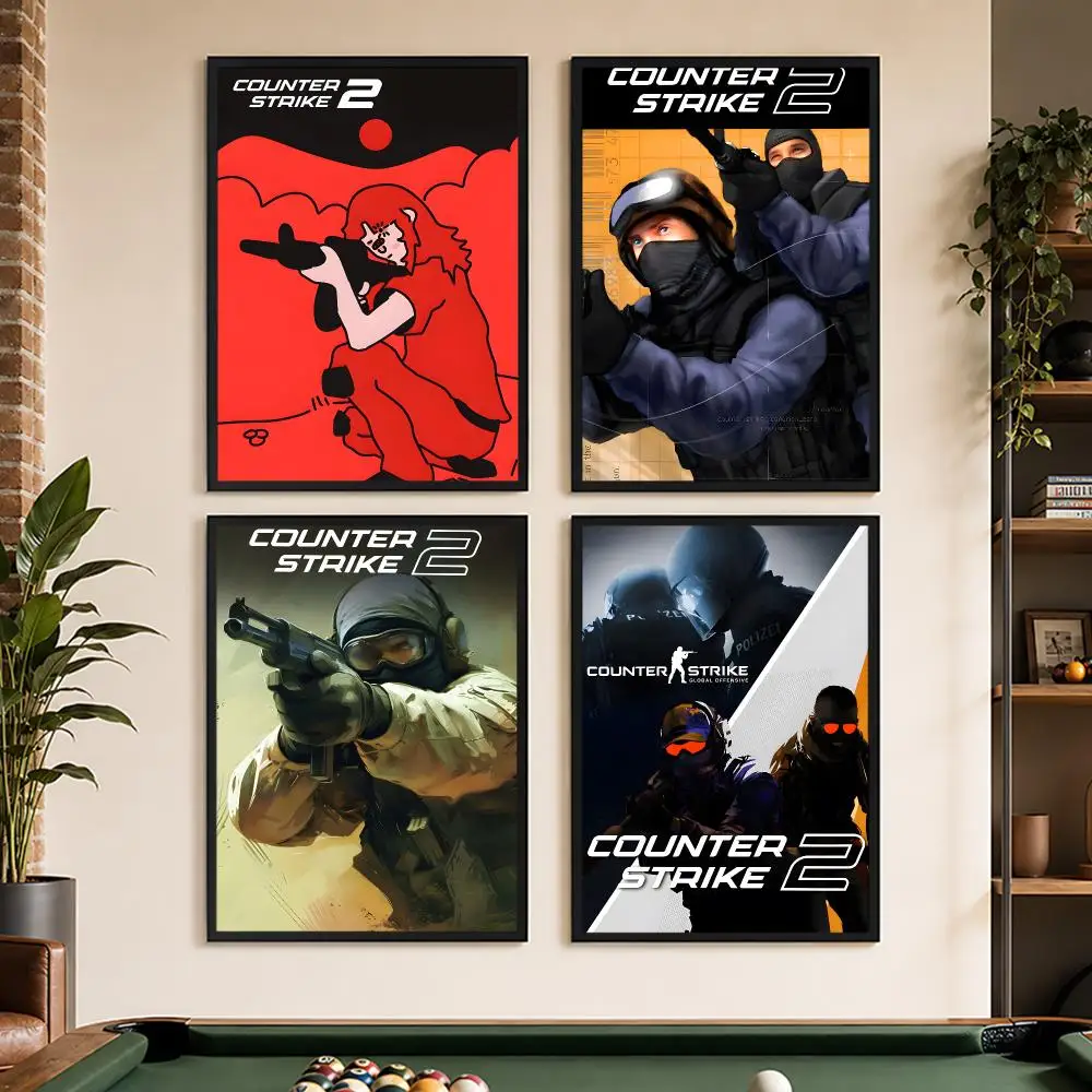 Game CS-c-Counter-Strike 2 Poster Peel And Stick Matte Self Adhesive PVC Waterproof Removable Frameless Bedroom Living Room