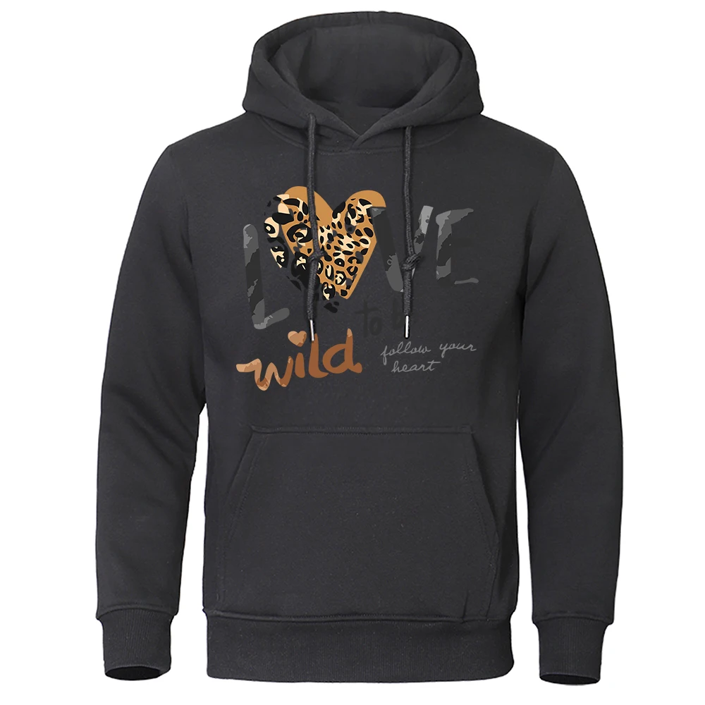 Wild Love To Be Follow Your Heart Hoodies Mens Novelty Loose Sweatshirt Harajuku Hat Rope Clothes Sport S-Xxl Hoodie For Men