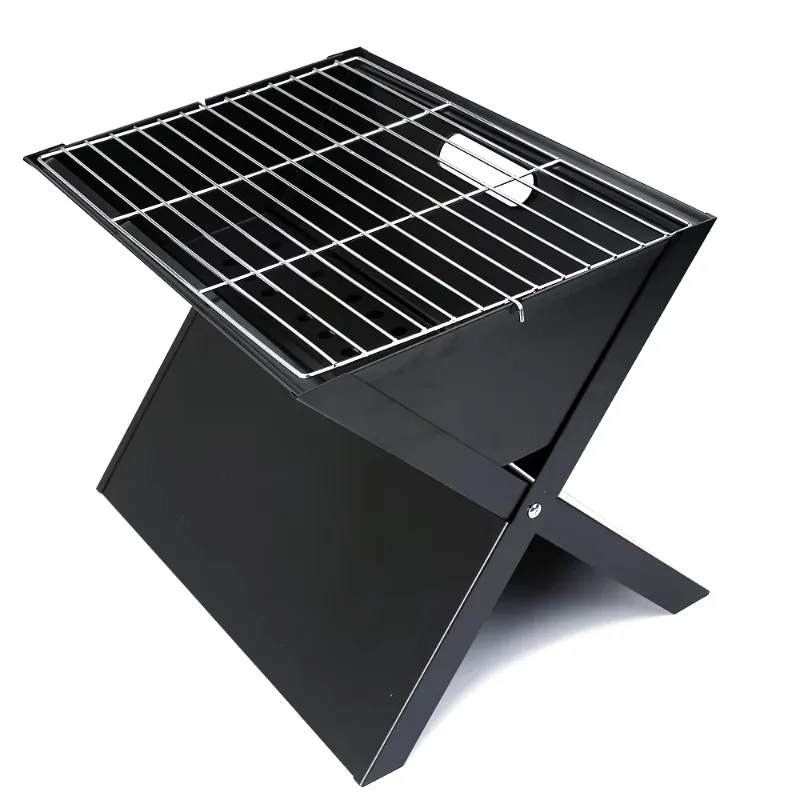 BBQ Grill Mini Folding Backyard Charcoal Outdoor Camping Notebook X Type BBQ Grill