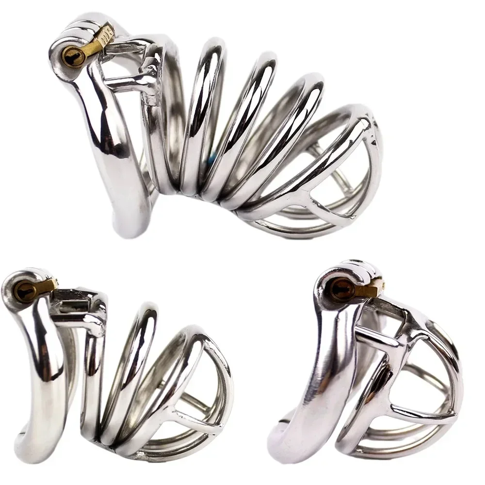 Small Medium Large Male Chastity Cage Stainless Steel Chastity Device Metal Penis Cage Cock Ring with Lock BDSM Sex Toys for Men