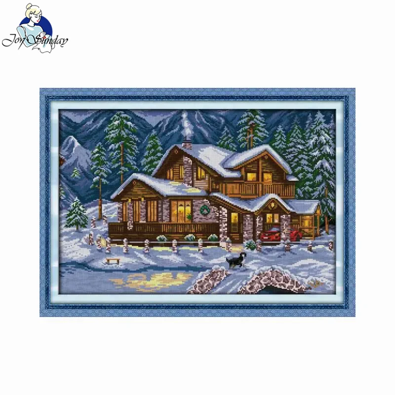 Joy Sunday Cross Stitch Kits Warm Winter HD Patterns Counted Stamped Fabric Aida 16/14CT DMC Threads DIY Embroidery Needle Sets