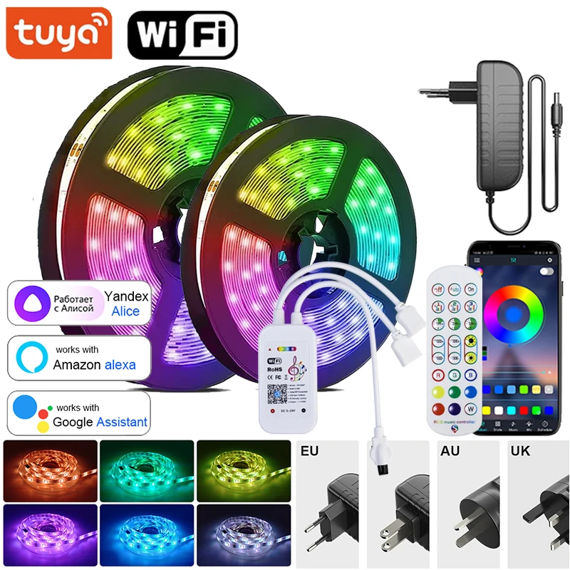 

Led Strip Light Wifi Alexa Rgb Led Lights Strip 5050 12V Rgb Led Tape Light Music Sync RGB LED Ribbon Strips Room Decoration 30M