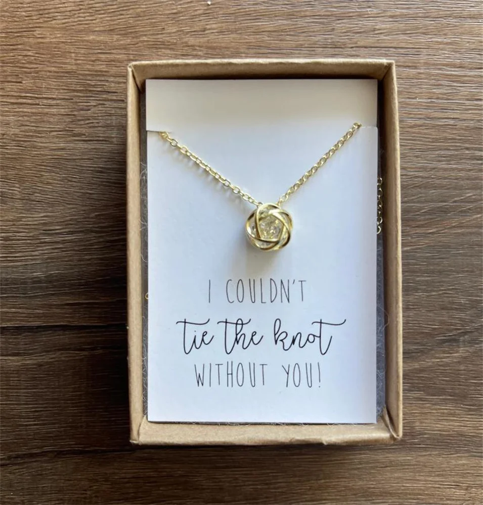 Gold and CZ Knot Necklace | I couldnt TIE the KNOT | Thank You | Bridal Jewelry | Bridesmaid Proposal | Bridesmaid Gift