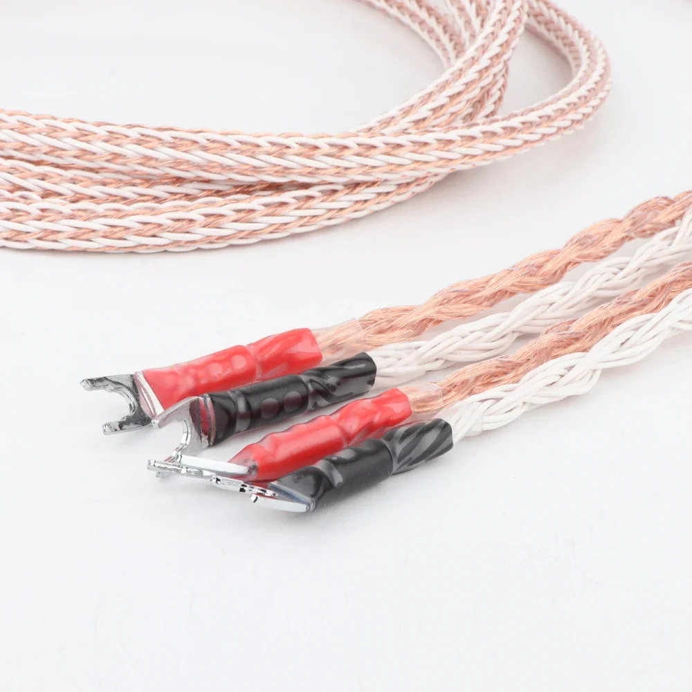 Paar 12TC Hifi-Lautsprecherkabel mit 2 Bananensteckern auf 4 Bananenstecker, 7N OCC Reinkupfer-Lautsprecherkabel, 15AWG Lautsprecherkabel – Detail 2