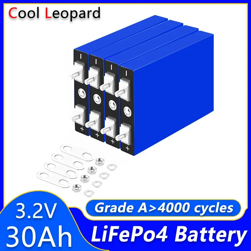 

4PCS 3.2V 30Ah LiFePo4 Battery,For RV EV Camper Golf Cart DIY 12V 24V 36V 48V Rechargeable Lithium Iron Phosphate Battery