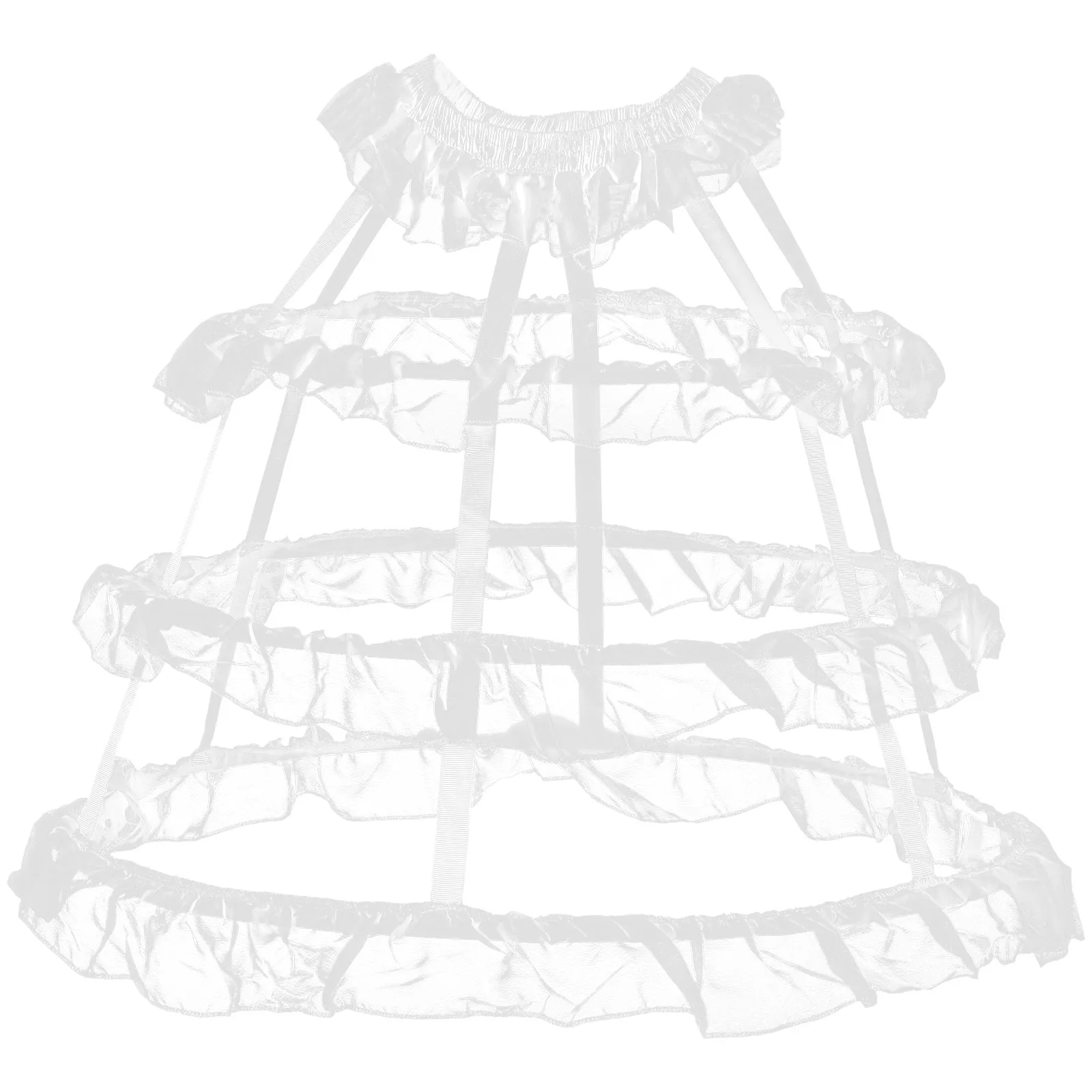 

White 3 Ruffled Hoop Skirt Petticoat Cage 60cm Dress Bustle Petticoat Hollow Bustle Dress Underwear Comfortable Skin friendly