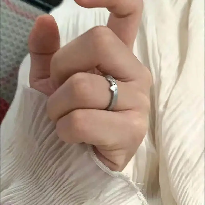 

Fashionable Couple Rings Accessory Eye catching Alternative Couple Rings Stylish Silver Rings for Pet Lovers