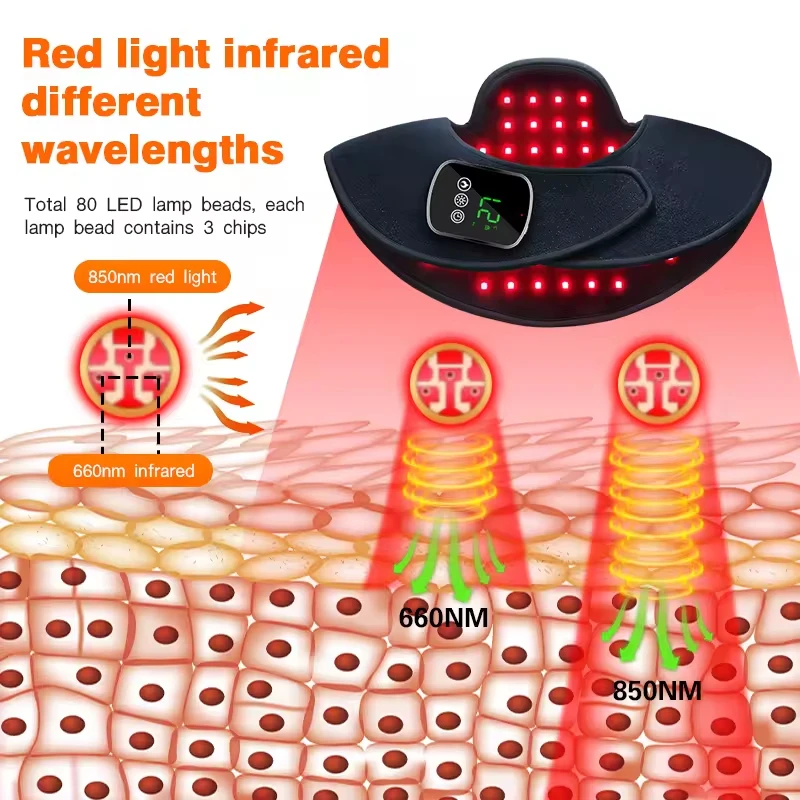 660nm 850nm Infrared Physiotherapy Heating Relieve Muscle Pain Shoulder Neck Massager Red Light Therapy Back for Shoulder Neck