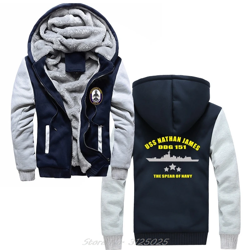 New Uss Nathan James Ddg-151 Us Seal The Last Ship Tv Series Hoodie Winter Hip Hop Jacket Men Cotton Streetwear Casual Coats