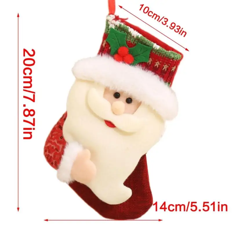 39BD Xmases Stockings with Snowman Reindeer Santa for Xmases Tree Christmas Stocking