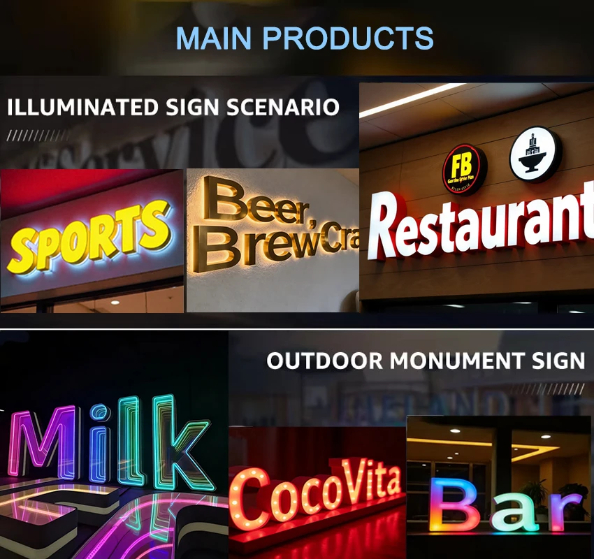 Custom Business Sign Outside Advertising Letters LED illuminated Letters for Company Shop Office Studio