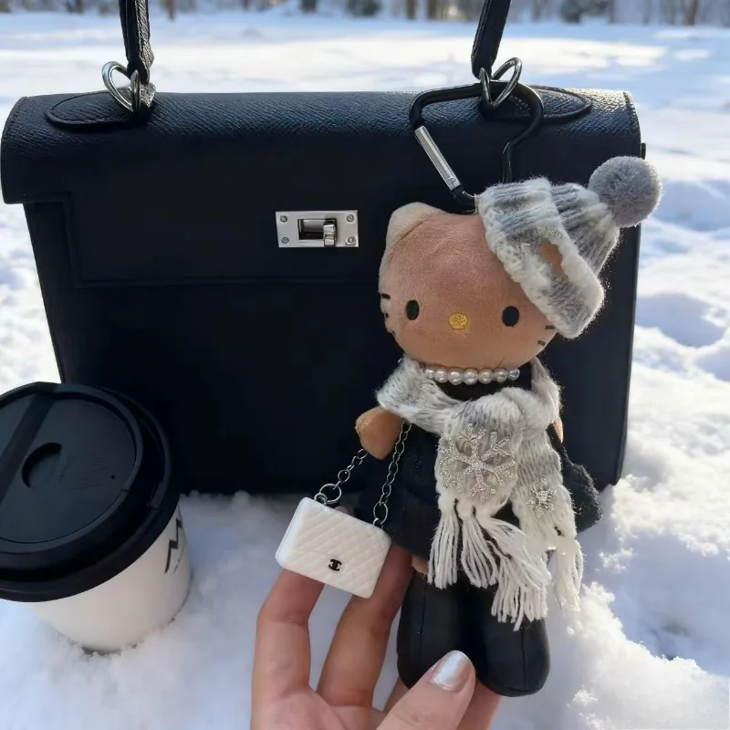 Hello Kitty Luipaard Lange Been Pop Kawaii Sleutelhanger Zwart Kt Kat Animatie Randapparatuur Speelgoed