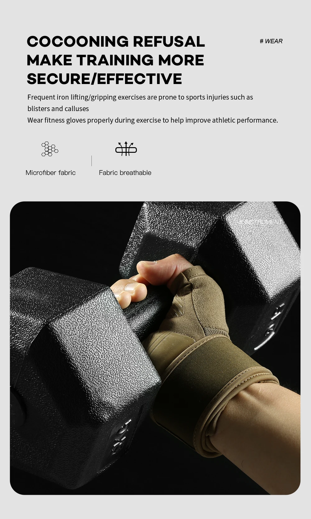 Radfahrhandschuhe Halbfinger Fitness-Handschuhe für Gewichtheben und Hanteltraining Rutschfeste Trainingshandschuhe für Crossfit und Übungen – Detail 2