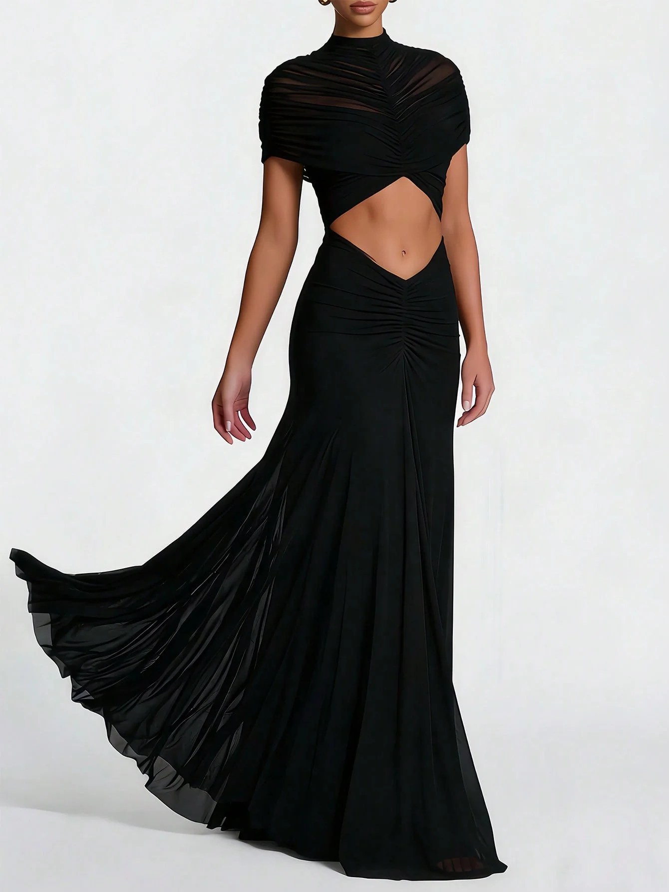 

Женское модное длинное облегающее платье макси, летнее, сетчатое, прозрачное, с вырезами, элегантное черное коктейльное платье для вечеринок, сексуальное.