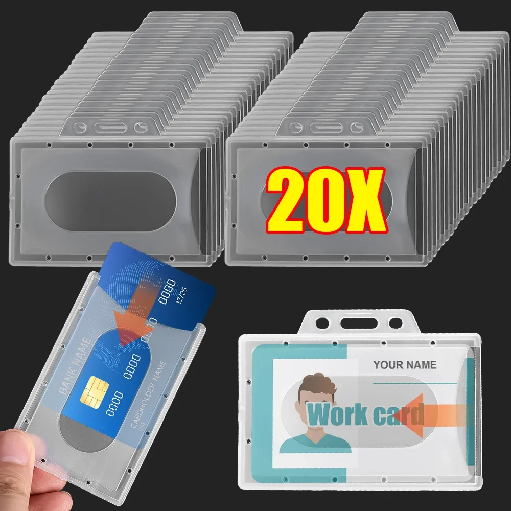 20/10/5/1Pack Card Holders Transparent Thick Name Tag ID Card Protector Vertical/Horizontal Multifunction Waterproof Card Sleeve