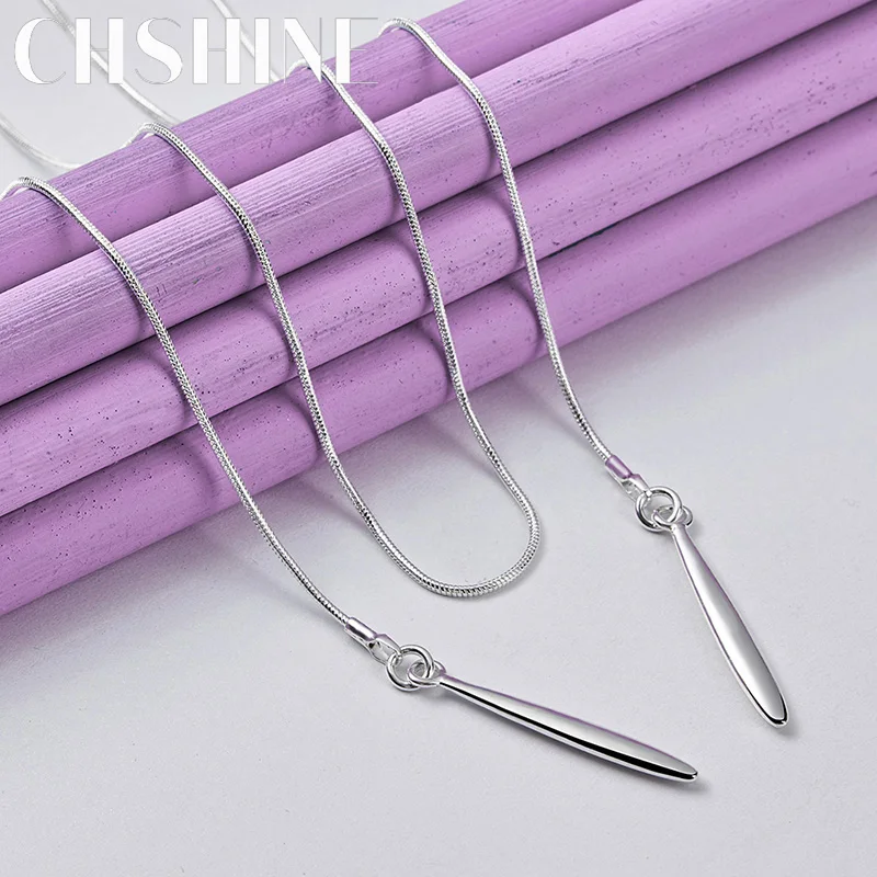 

CHSHINE 925 Sterling Silver Snake Chain Double Pendant Necklace For Women Lady Wedding Party Fashion Charm High Quality Jewelry