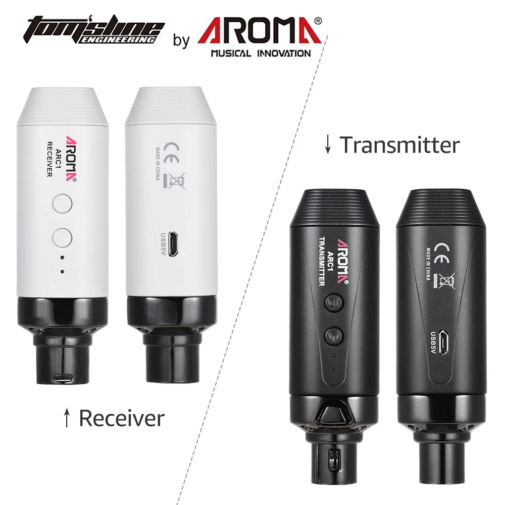 AROMA ARC-01 Wireless Microphone System Wireless Guitar Audio Transmission System Rechargeable Transmitter Receiver 5.8G