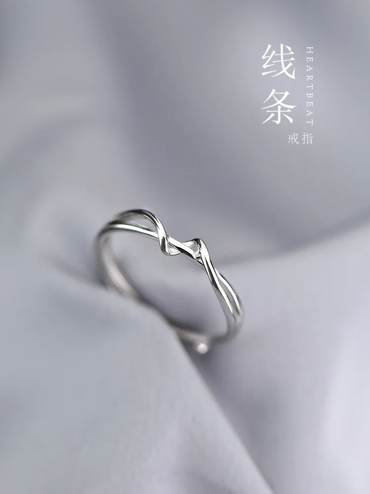 Plated 925 Sterling Silver Ring Geometric Wrap Finger Soft Ring Cold Wind Open Index Finger Ring Female