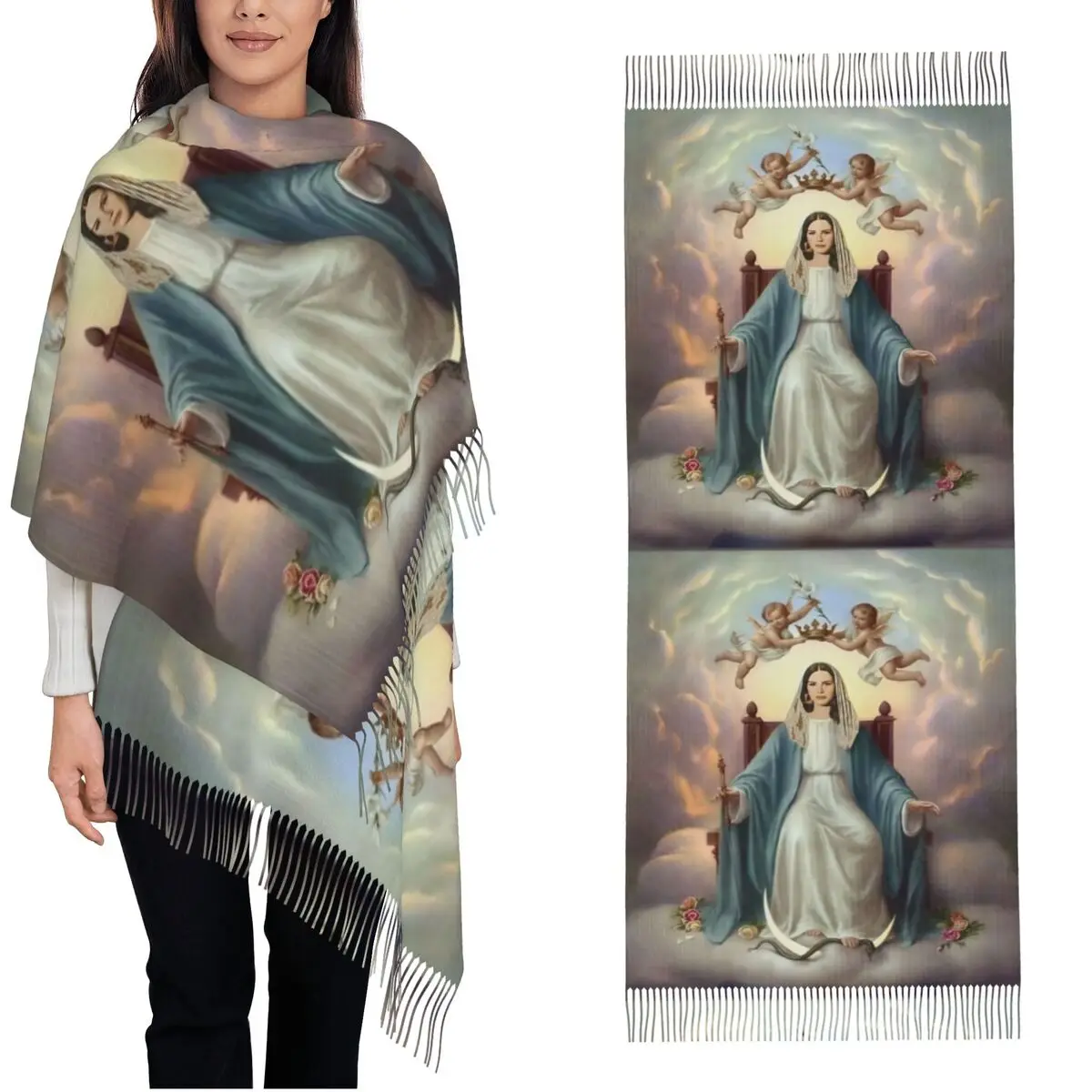 Our Mother Lana Del Rey Shawls Wraps Womens Warm Large Soft Scarf Vintage Angel Pashmina Shawl Scarves