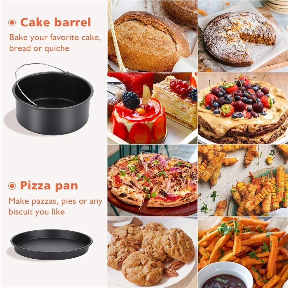 6/7/8 Inch Round Cake Mold, Non-Stick Baking Pan with Handles, Air Fryer & Oven Safe Bakeware for Pizza, Cakes & Desserts