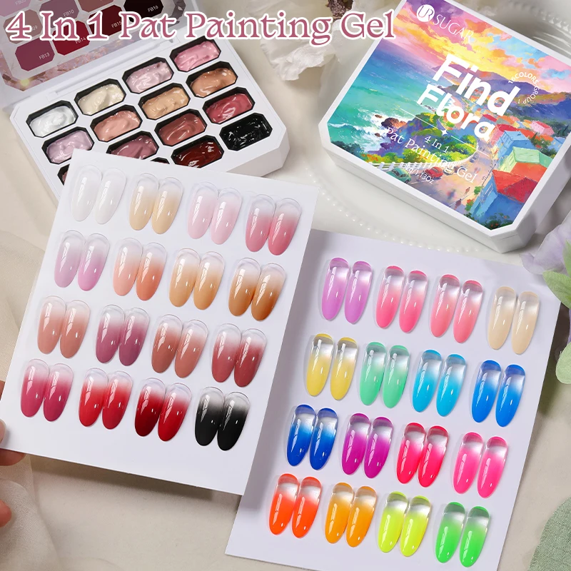 

UR SUGAR 16 Colors/Group Neon Color Pat Painting Gel Nail Polish for Gradient Stamping Drawing Gel Soak Off UV/LED Varnish