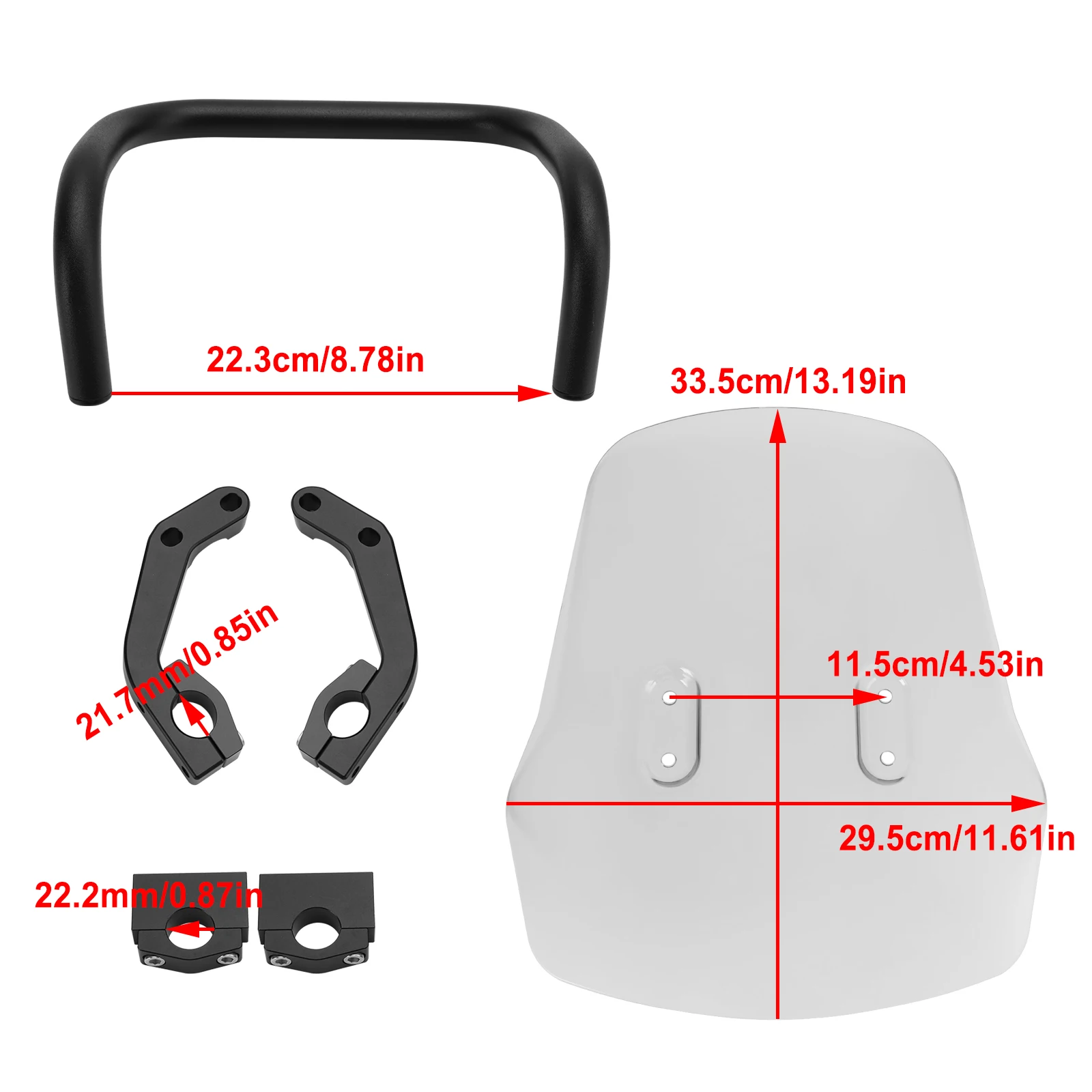 Areyourshop Windshield WindScreen + Bracket fit for HONDA CRF250L/S CRF250M CRF300L 21-22