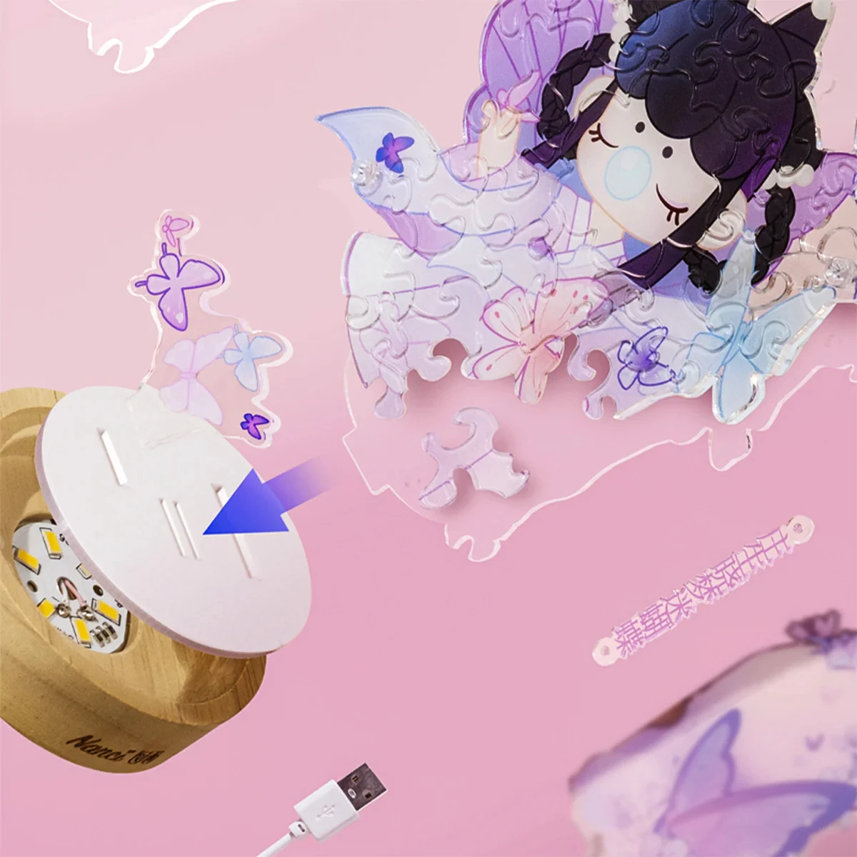 Robotime فراشة الاكريليك لغز ضوء الليل لغرفة النوم الإبداعية عيد الميلاد ديكور المنزل هدية DIY بها بنفسك قطع الليزر بانوراما للمراهقين البالغين