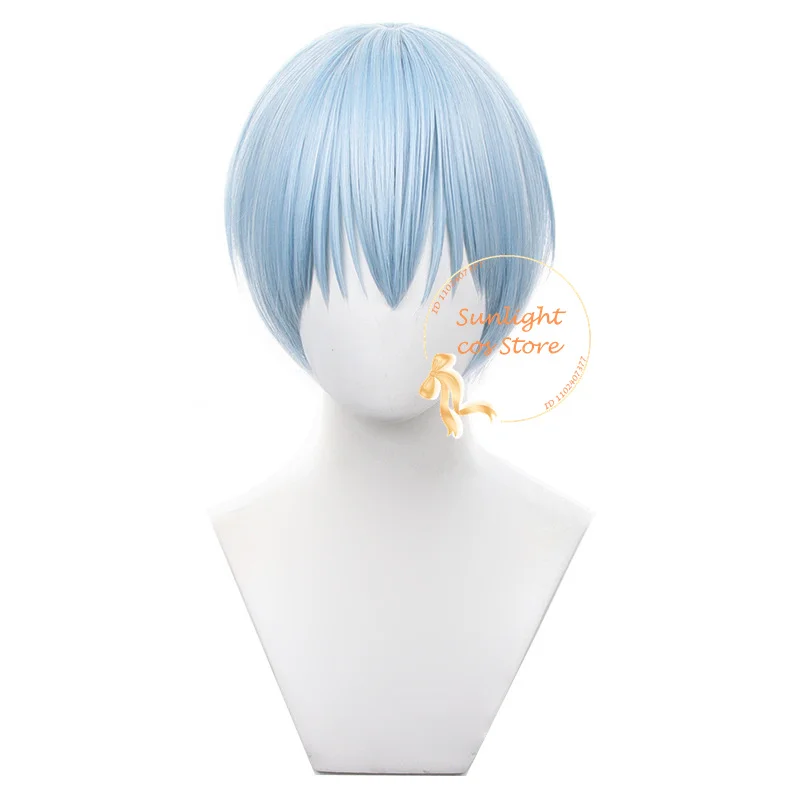 Anime Sousou no  Himmel Cosplay Wig 30cm Short Blue Wig Heat Resistant Synthetic Hair Party Wig + Wig Cap