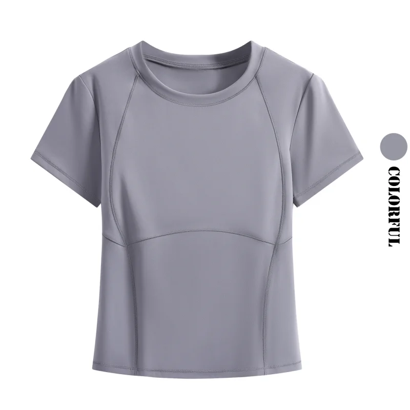 DRUR Seamless Short Sleeve Yoga Shirts Summer Breathable Running Gym Plain Top With Stretchy Basic Sport Gym Fitness T-Shirt