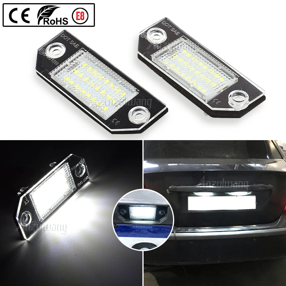 

Car License Plate Lights 12V LED White Number Lamps Plate Light Tail Signal Lamp Assembly For Ford Focus 2 MK2 2003-2008 C-MAX