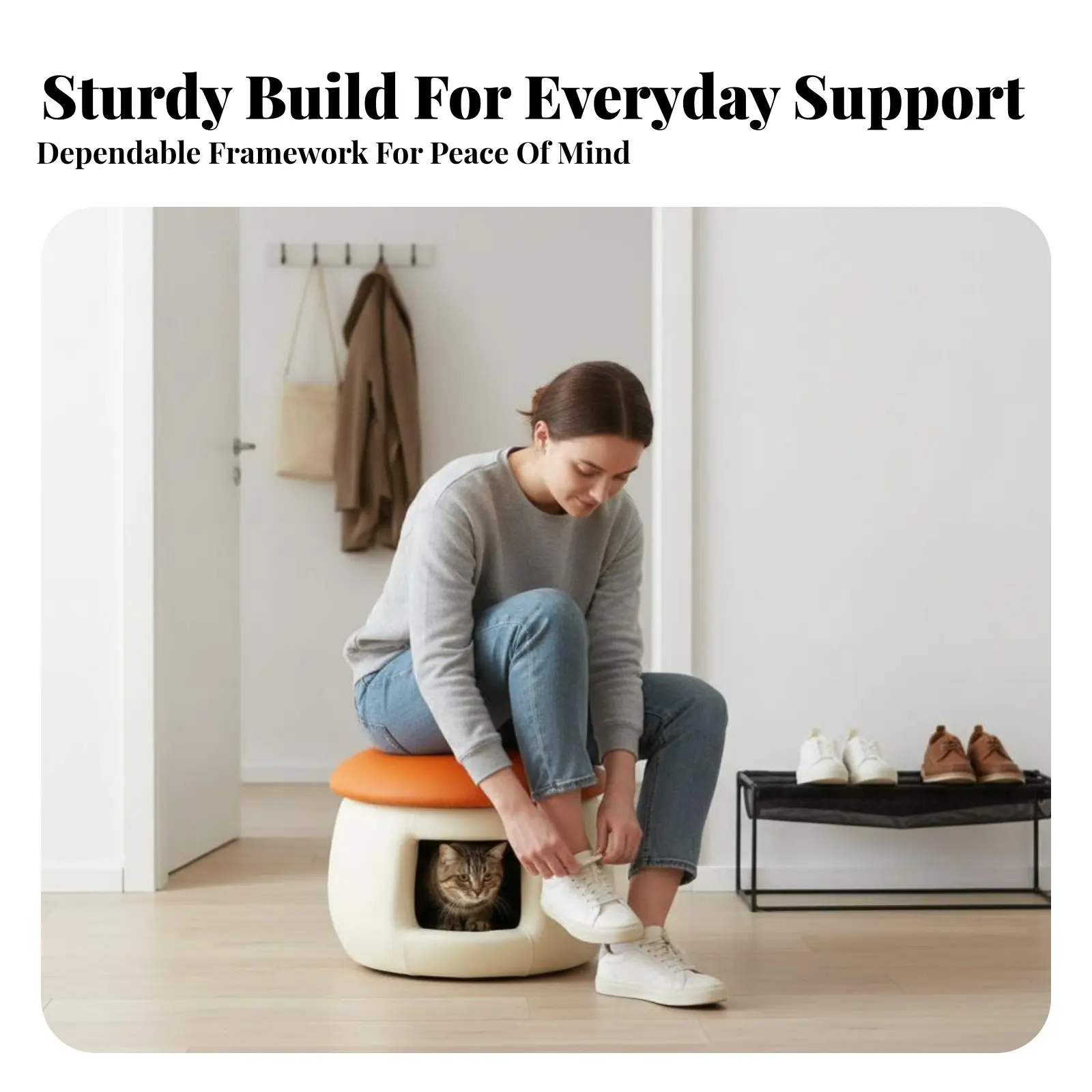 

Кошачий домик-пуфик в форме гриба: компактное уютное убежище для питомцев, многофункциональная мягкая обивка для владельцев дома и мелких животных