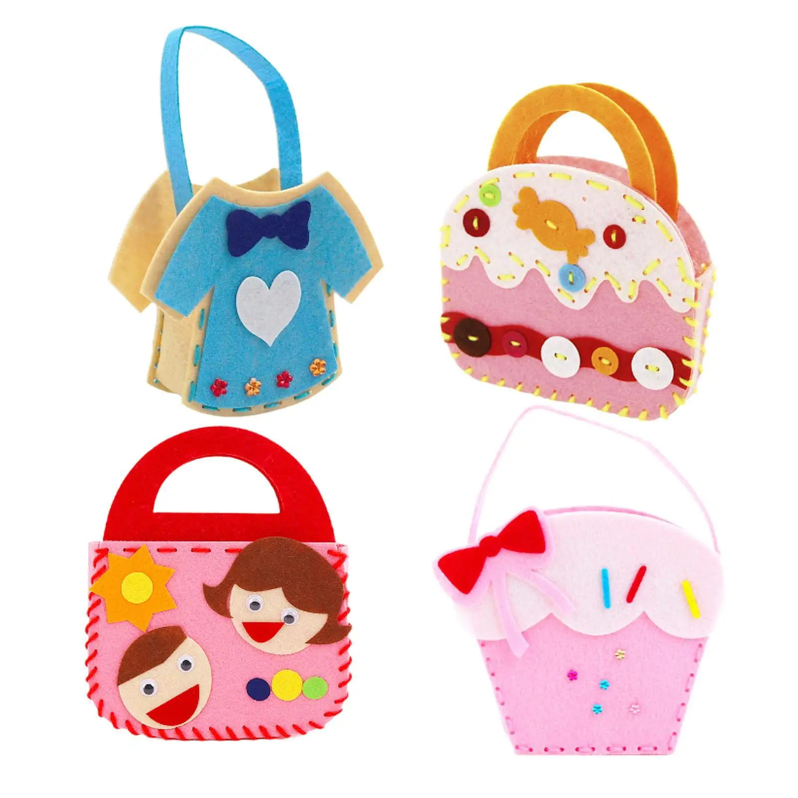 ชุดเย็บผ้า DIY สำหรับเด็ก ฝึกทักษะเย็บผ้า เสริมสร้างความมั่นใจ วัสดุทำกระเป๋าผ้าสักหลาด ของเล่นกิจกรรม ชุดทำกระเป๋าสำหรับห้องเรียน