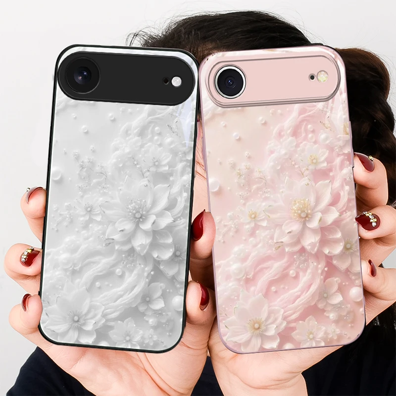 

Beautiful white flowers For iPhone 17 Air 16 E 15 14 13 Plus 12 mini 17 Pro Max 11Pro XR X 16E 7 8 11 Tempered Glass Phone Case