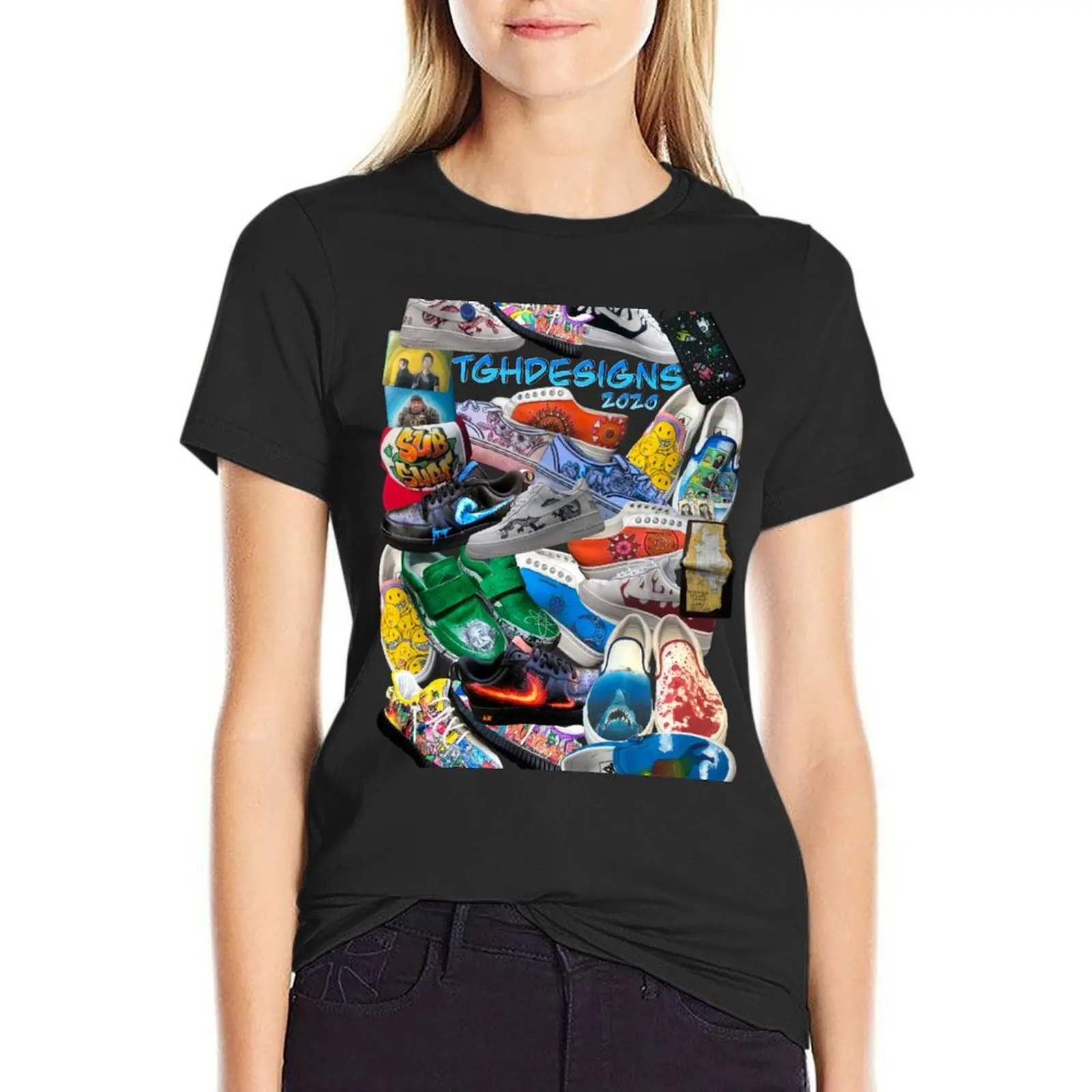 

TGHdesigns 2020 custom sneaker collage T-Shirt summer clothes korean fashion Summer Women's clothing