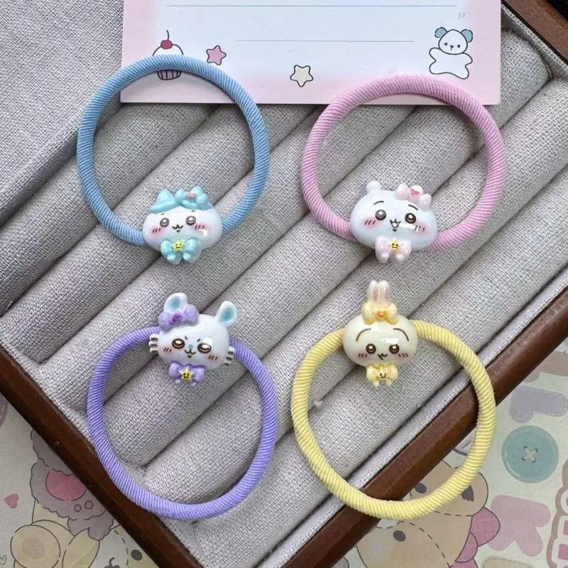 

Chiikawa Hair Rope Usagi Hair Accessories Cartoon Cute Figure Color Diagonal High Elasticity Headband Children Rubber Band Set