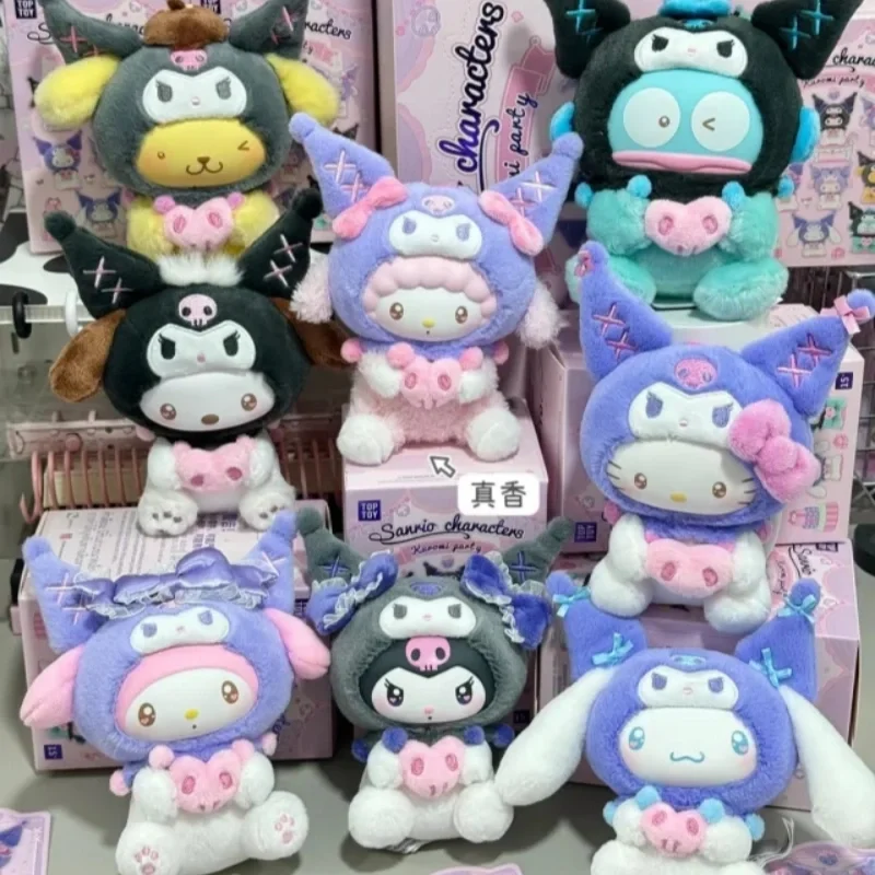 

В наличии, натуральная глухая коробка Sanrio Kuromi для дня рождения, виниловая плюшевая серия, загадочная коробка, коллекция Kawaii, модный рождественский подарок